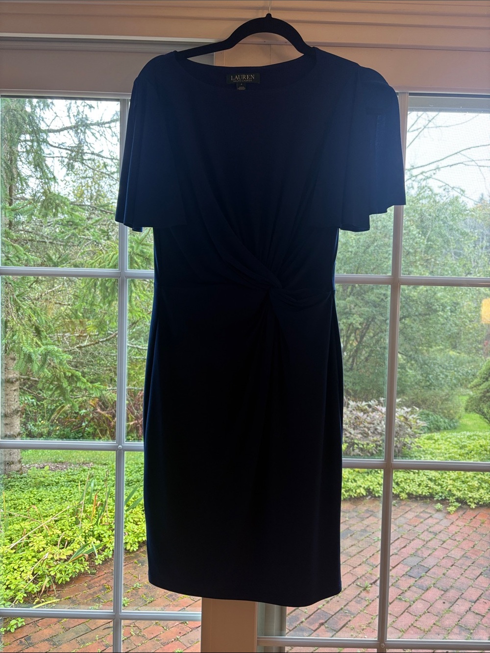 Lauren Ralph Lauren Navy Twist-Detail Midi Dress